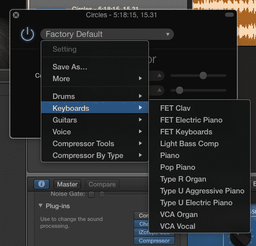 Garageband compressor pre sets