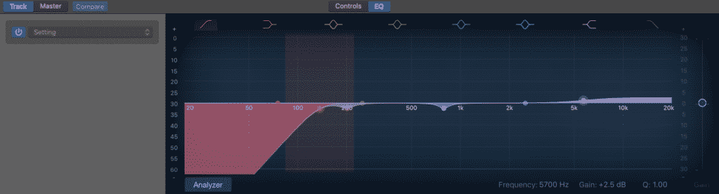 GarageBand 10.2 EQ window