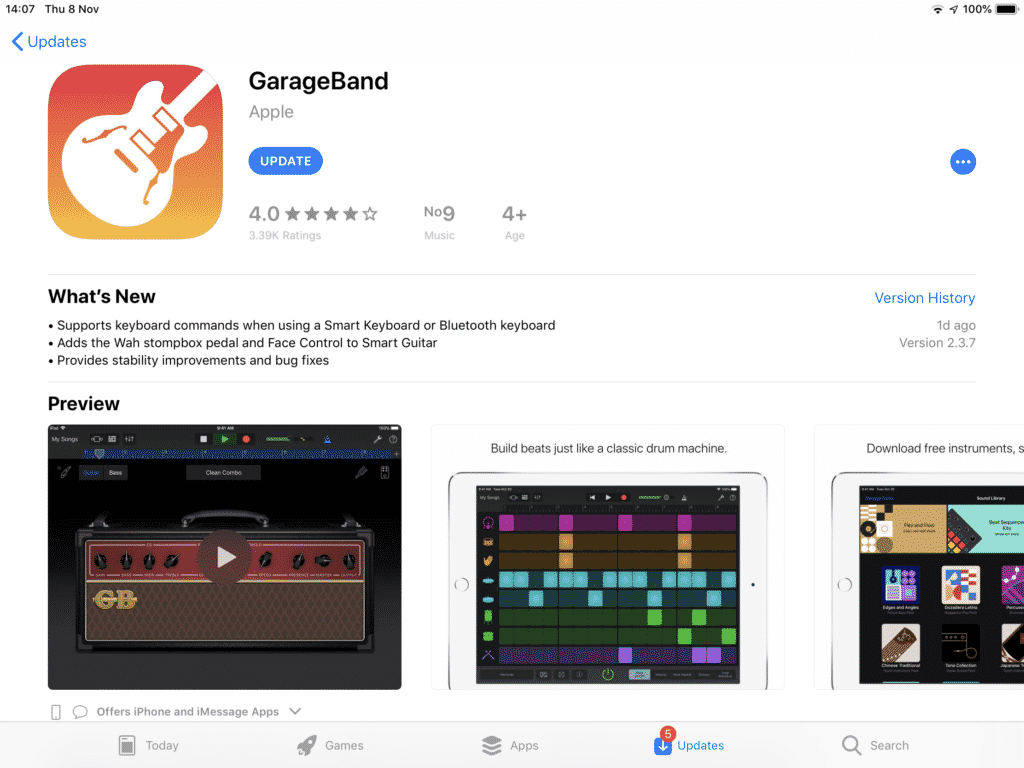 GarageBand iOS Update