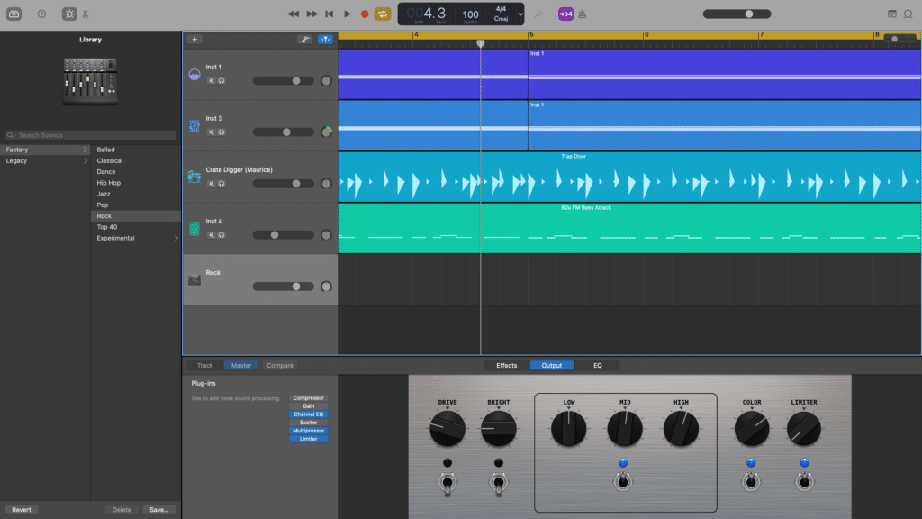 GarageBand Master Track