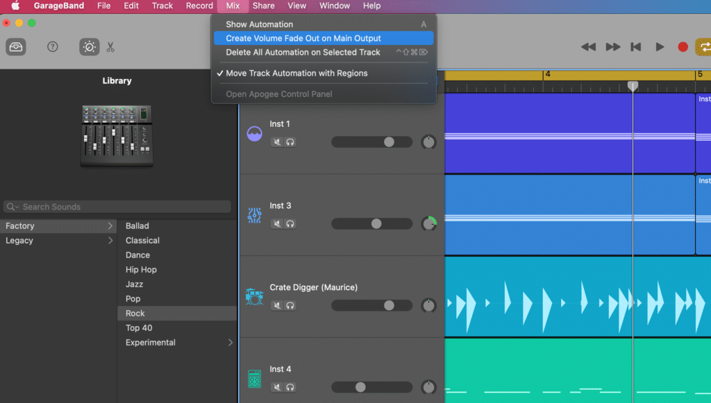 GarageBand Master Track