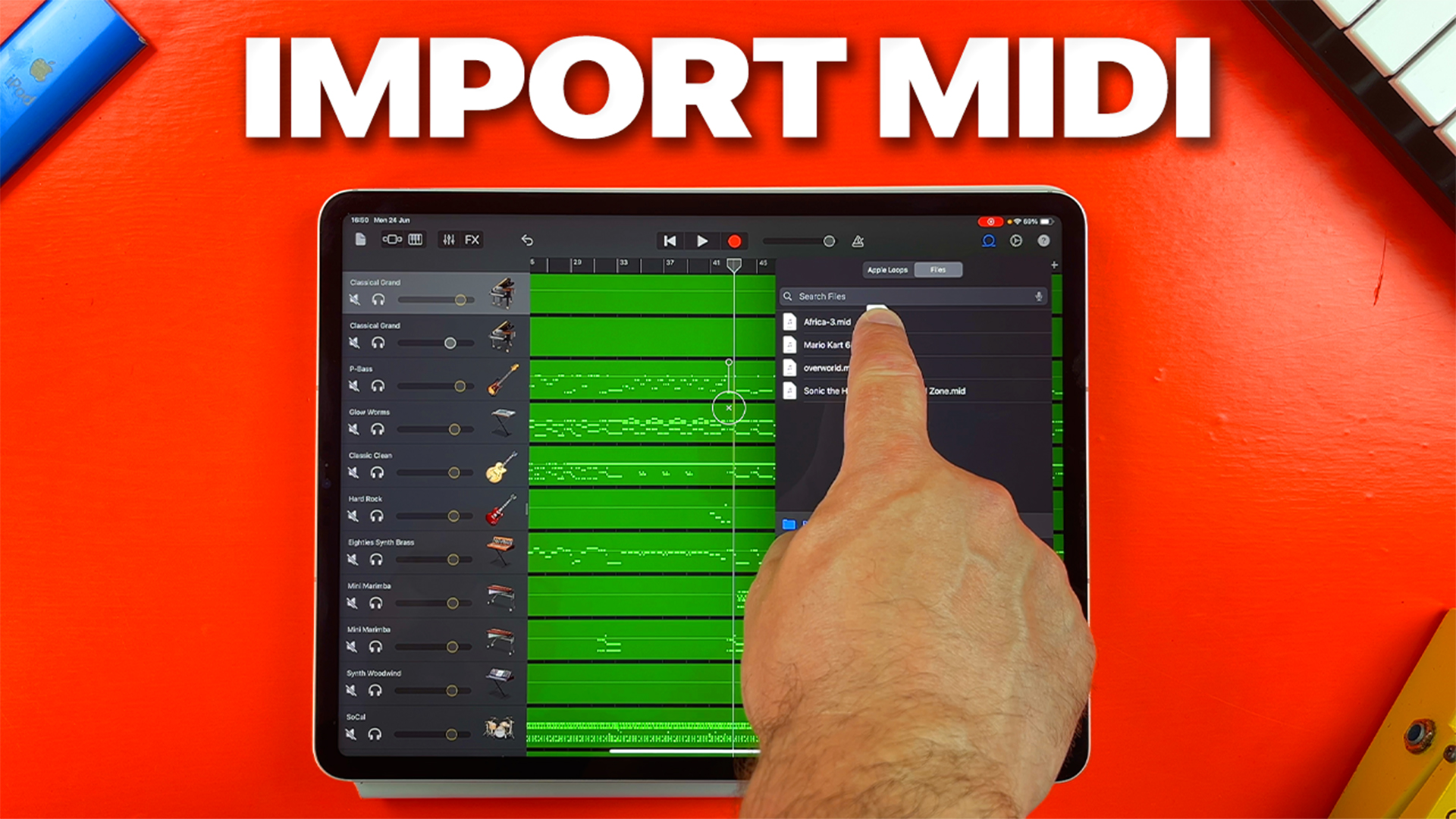 How to import midi files into GarageBand