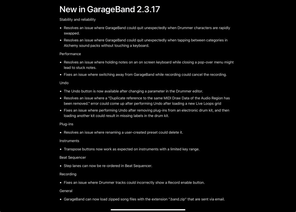 GarageBand 2.3.17 Update 